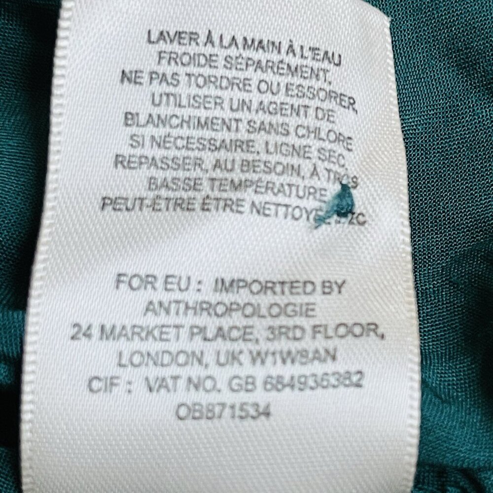 Anthropologie Maeve Faux Wrap Midi Dress Womens 6 Green Short Sleeve Modest Boho - Picture 15 of 16